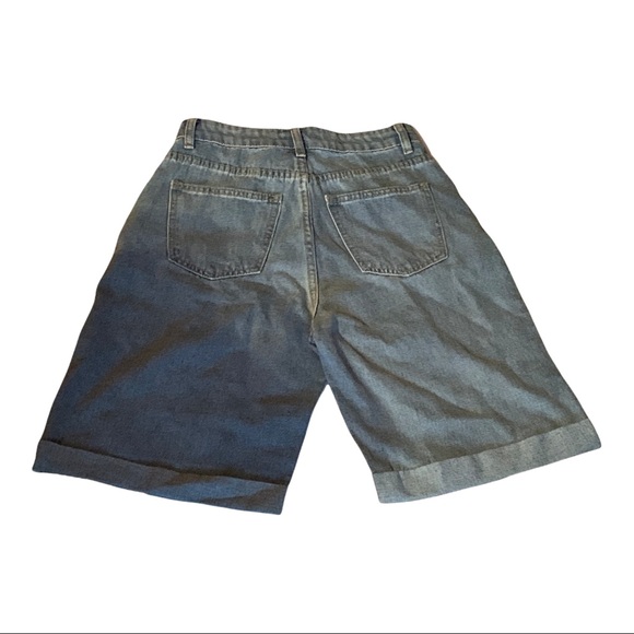 Vintage Wash Denim Longline Tun Up Boyfriend Shorts-Size4 - Picture 11 of 11